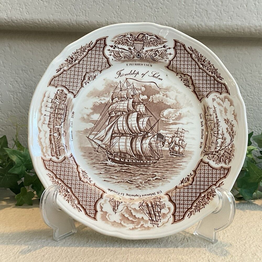 Fair Winds Dinner Plate “The Friendship of Salem” Alfred Meakin Brown America